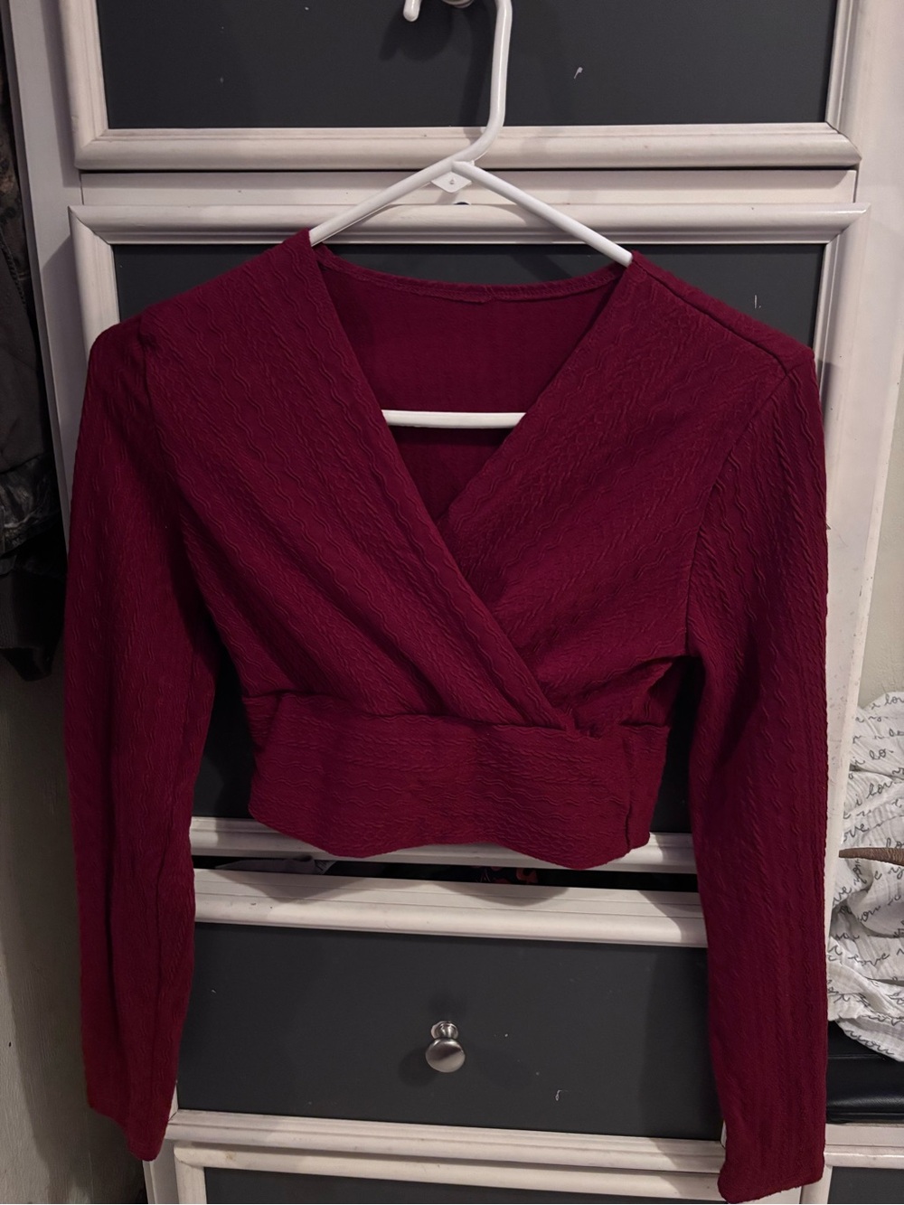 Red Wrap Long Sleeve Top Like New